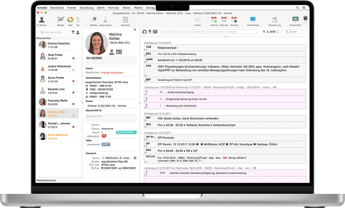 MacBook Pro Arztsoftware Patientenkartei